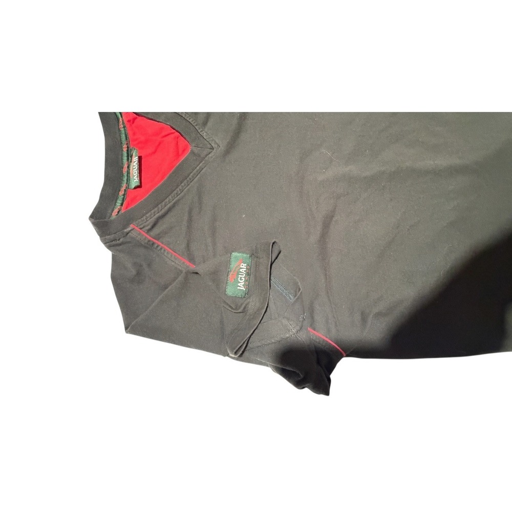 Jaguar Racing Mens Tee Shirt Size Large Black Red V-Neck Raglan Performance Logo - Picture 13 of 15